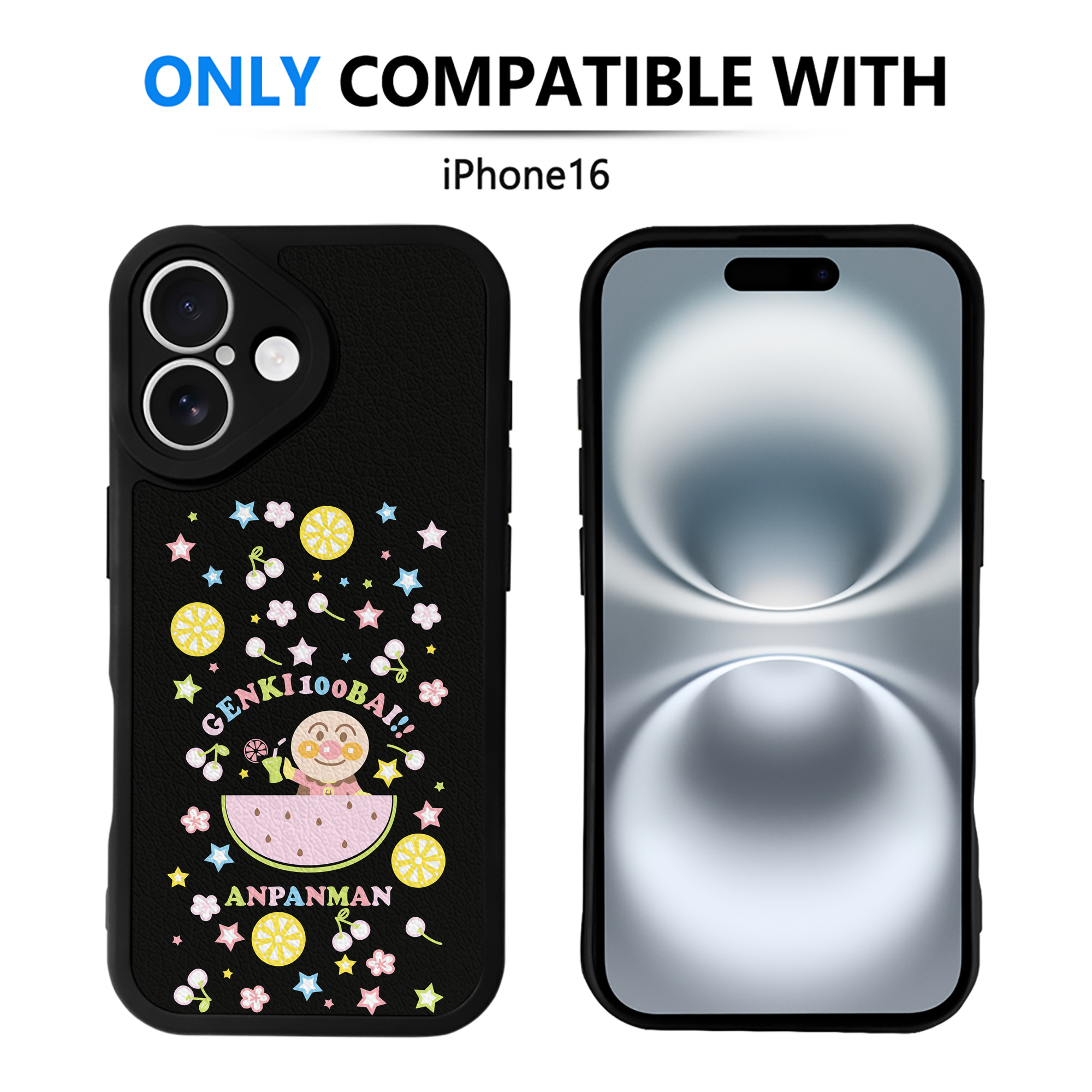 （画像用） アンパンマン Anpanman 【iPhone 16シリーズ対応】シリコンスマホケース（レザー調） 材質：シリコン